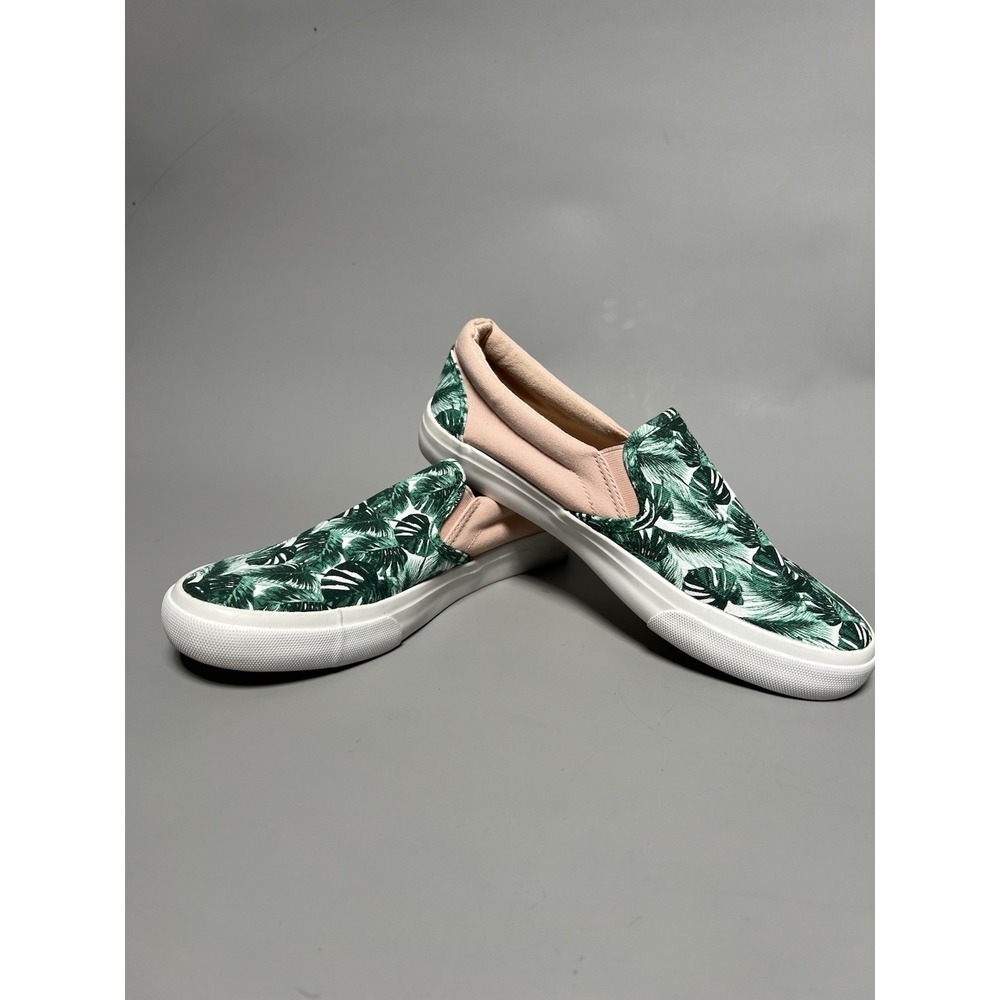 SERRA Slip-On Canvas Sneaker Floral Leaf Print Green/White/Pink US 9